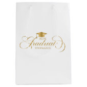 大学院エレガント金ゴールドスクリプトタイポグラフィ ミディアムペーパーバッグ (正面)