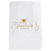 大学院エレガント金ゴールドスクリプトタイポグラフィ ミディアムペーパーバッグ (裏面)