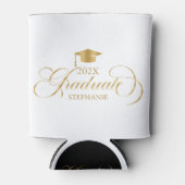 大学院エレガント金ゴールドスクリプトタイポグラフィ 缶クーラー (正面)