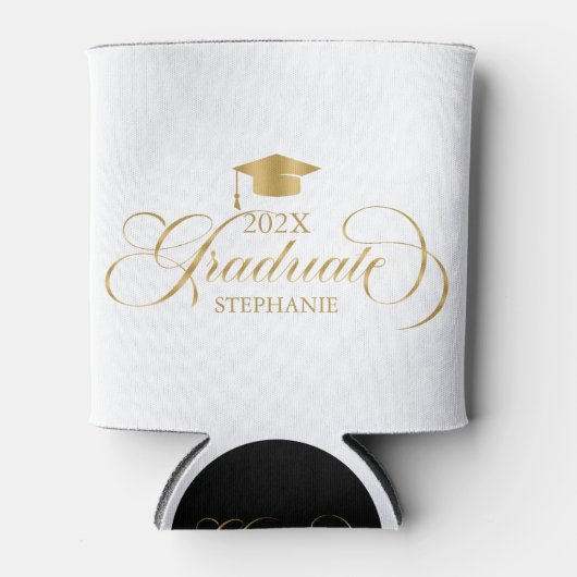 大学院エレガント金ゴールドスクリプトタイポグラフィ 缶クーラー (正面)