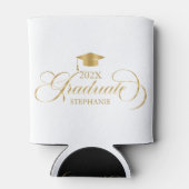 大学院エレガント金ゴールドスクリプトタイポグラフィ 缶クーラー (裏面)