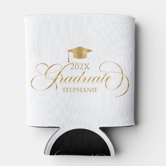 大学院エレガント金ゴールドスクリプトタイポグラフィ 缶クーラー (裏面)