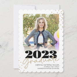 大学院エレガント金ゴールドドット写真卒業 案内状