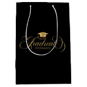 大学院エレガント金ゴールドブラックスクリプトタイポグラフィ ミディアムペーパーバッグ (正面)