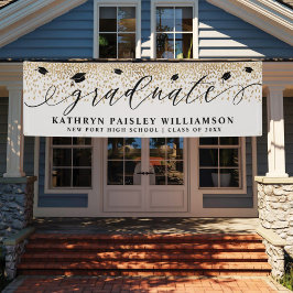 大学院エレガント金ゴールド紙吹雪卒業B 横断幕