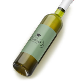 大学院エレガント黒緑スクリプトタイポグラフィ ワインラベル