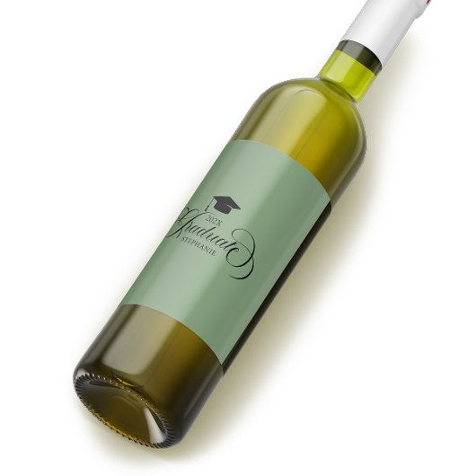 大学院エレガント黒緑スクリプトタイポグラフィ ワインラベル