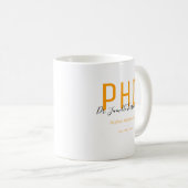 大学院オレンジブラック日付学位PhD コーヒーマグカップ (正面右)