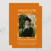 大学院オレンジ金ゴールドフレームクラスオブイヤー |写真 案内状 (正面/裏面)