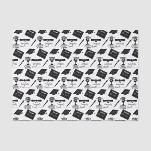 大学院キャップと卒業証書授与おめでとう 薄葉紙 (正面)