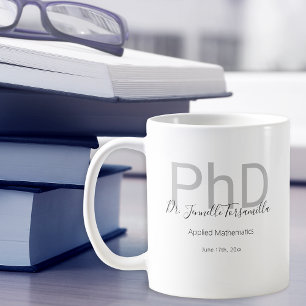 大学院キープサケブラックグレー名PhD卒業 コーヒーマグカップ
