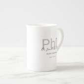 大学院キープサケブラックグレー名PhD卒業 ボーンチャイナマグカップ (正面右)
