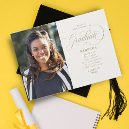 大学院クラシック金ゴールド写真卒業 案内状