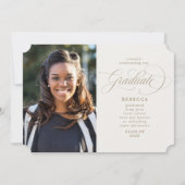 大学院クラシック金ゴールド写真卒業 案内状 (正面)