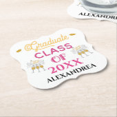 大学院クラスのおめでとうのパーソナライズ ペーパーコースター (アングル)