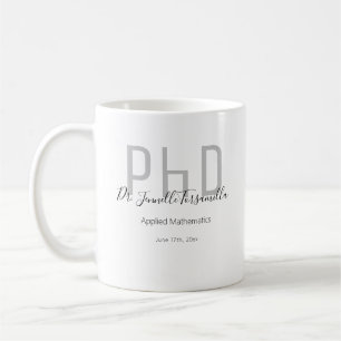大学院グレーブラックネームPhD コーヒーマグカップ