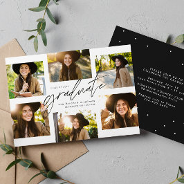 大学院コラージュ6枚の写真モダン卒業 招待状