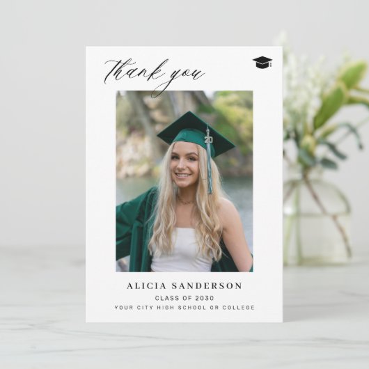 大学院シンプルのモダン脚本撮影 サンキューカード (スタンド正面)