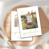 大学院シンプルエレガントタイポグラフィ写真金ゴールド 案内状