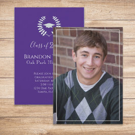 大学院シンプルエレガント紫ローレル離れ 招待状