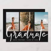 大学院シンプルエレガント | フォト卒業パーティーI 招待状 (正面/裏面)