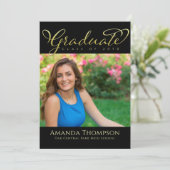 大学院シンプルブラック金ゴールド書道台本 招待状 (スタンド正面)