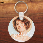 大学院シンプルモダン脚本の卒業写真 キーホルダー (正面)