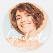 大学院シンプルモダン脚本の卒業写真 ラウンドシール (正面)