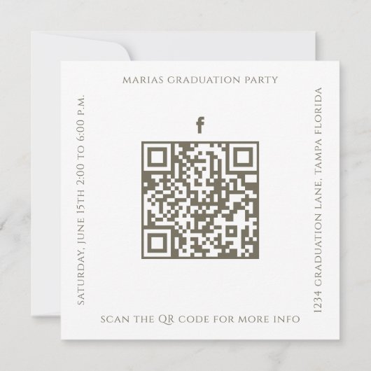 大学院シンプル写真スタイリッシュ金ゴールドモダンスクエア 招待状 (裏面)