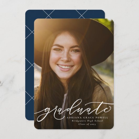 大学院シンプル写真卒業 案内状 (正面/裏面)