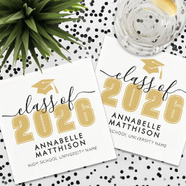 大学院シンプル金ゴールド卒業 スタンダードカクテルナプキン