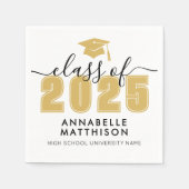 大学院シンプル金ゴールド卒業 スタンダードカクテルナプキン (正面)