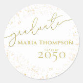 大学院シンプル金ゴールド書道台本 ラウンドシール (正面)