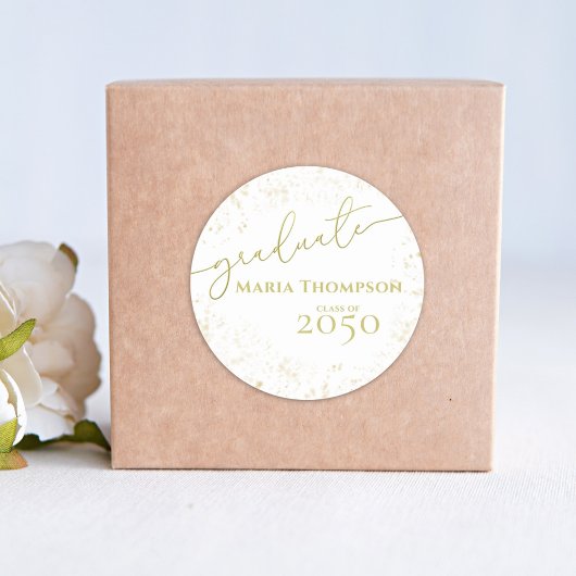 大学院シンプル金ゴールド書道台本 ラウンドシール