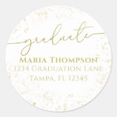 大学院シンプル金ゴールド書道差出人住所 ラウンドシール (正面)