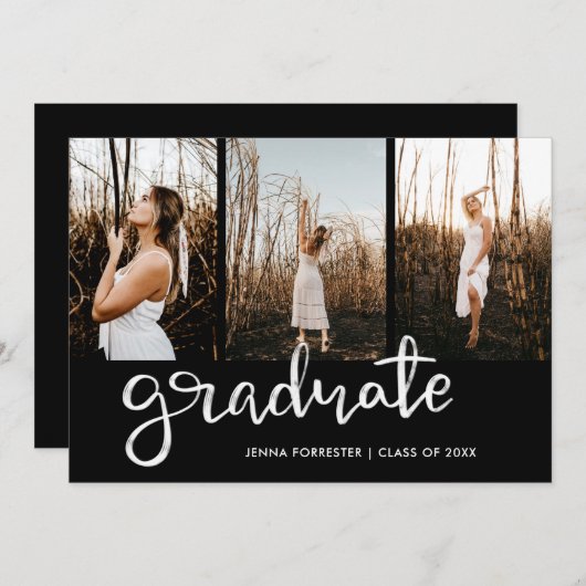 大学院スクリプエレガントト(黒) |写真 招待状 (正面/裏面)