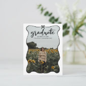 大学院スクリプトかわいい弓ハート枠 | フォト 案内ポストカード (スタンド正面)