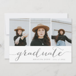 大学院スクリプトシルバーフォトコラージュ | 卒業 招待状