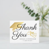 大学院スクリプトフェイクThank You金ゴールドCap Diploma ポストカード (スタンド正面)
