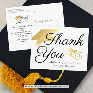 大学院スクリプトフェイクThank You金ゴールドCap Diploma ポストカード