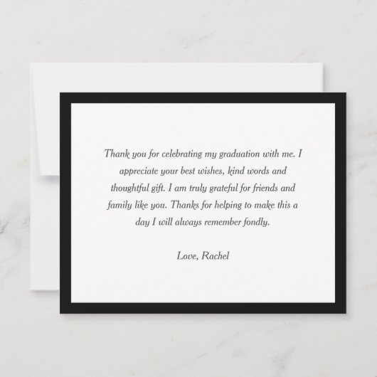 大学院スクリプトブラックありがとう ノートカード (裏面)