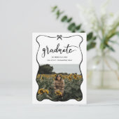 大学院スクリプト手書きかわいい弓ハート | フォト 案内ポストカード (スタンド正面)