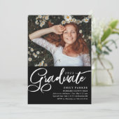 大学院スクリプト白黒卒業パーティーの写真 招待状 (スタンド正面)