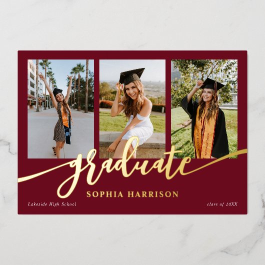 大学院スクリプト3写真ブルゴーニュ卒業 箔招待状 (正面)