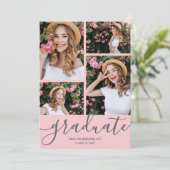 大学院スクリプト4フォトピンク卒業 案内状 (スタンド正面)