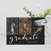 大学院スクリプト | 3つの写真を卒業パーティー 招待状 (スタンド正面)