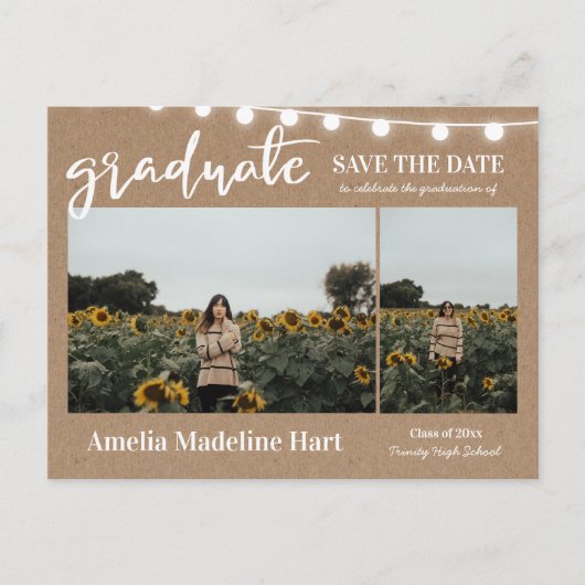 大学院スクリプ素朴トKraft紙日付の保存 案内ポストカード (正面)