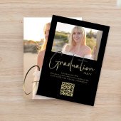 大学院スタイリッシュシンプル写真金ゴールド書道 招待状