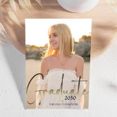 大学院スタイリッシュシンプル写真金ゴールド書道 招待状