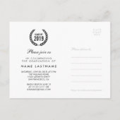 大学院スタイリッシュローレルリース写真はがき インビテーションポストカード (裏面)